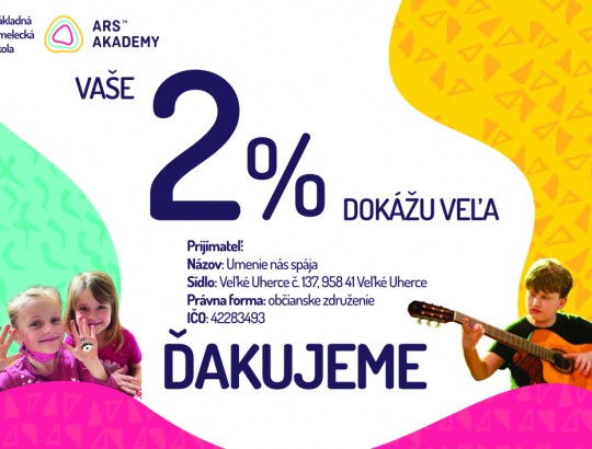 Darujte 2% pre občianske združenie Umenie nás spája